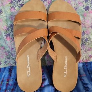 Leather slide sandals